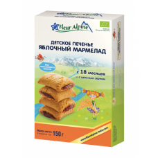 Sausainiai su obuolių marmeladu vaikams nuo 18 mėn. (FLEUR ALPINE), (ekologiški) (150 g)